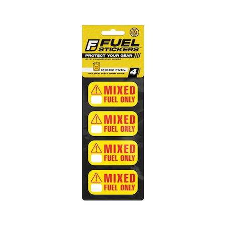 Fuel Stickers Mixed Fuel Sticker, 2-Cycle Label:  Fuel Can & Outdoor Power Equipment, Hvy-Dty, 2''x1'', 4PK Z-2X1MFO-4PK